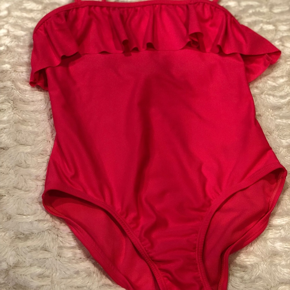 Girls one piece bathing suit.